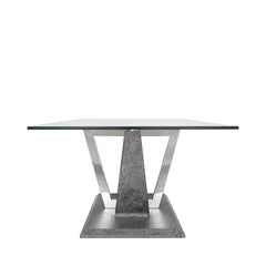 Leo Coffee Table Grey And Steel With Glass Top