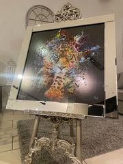 [EKM-AUTOGENERATED]Leopard Multicolor Paint Wall Art Mirror Frame 85Cm X 85Cm