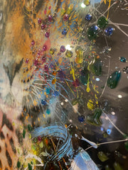 Leopard Multicolor Paint Wall Art Mirror Frame 85Cm X 85Cm