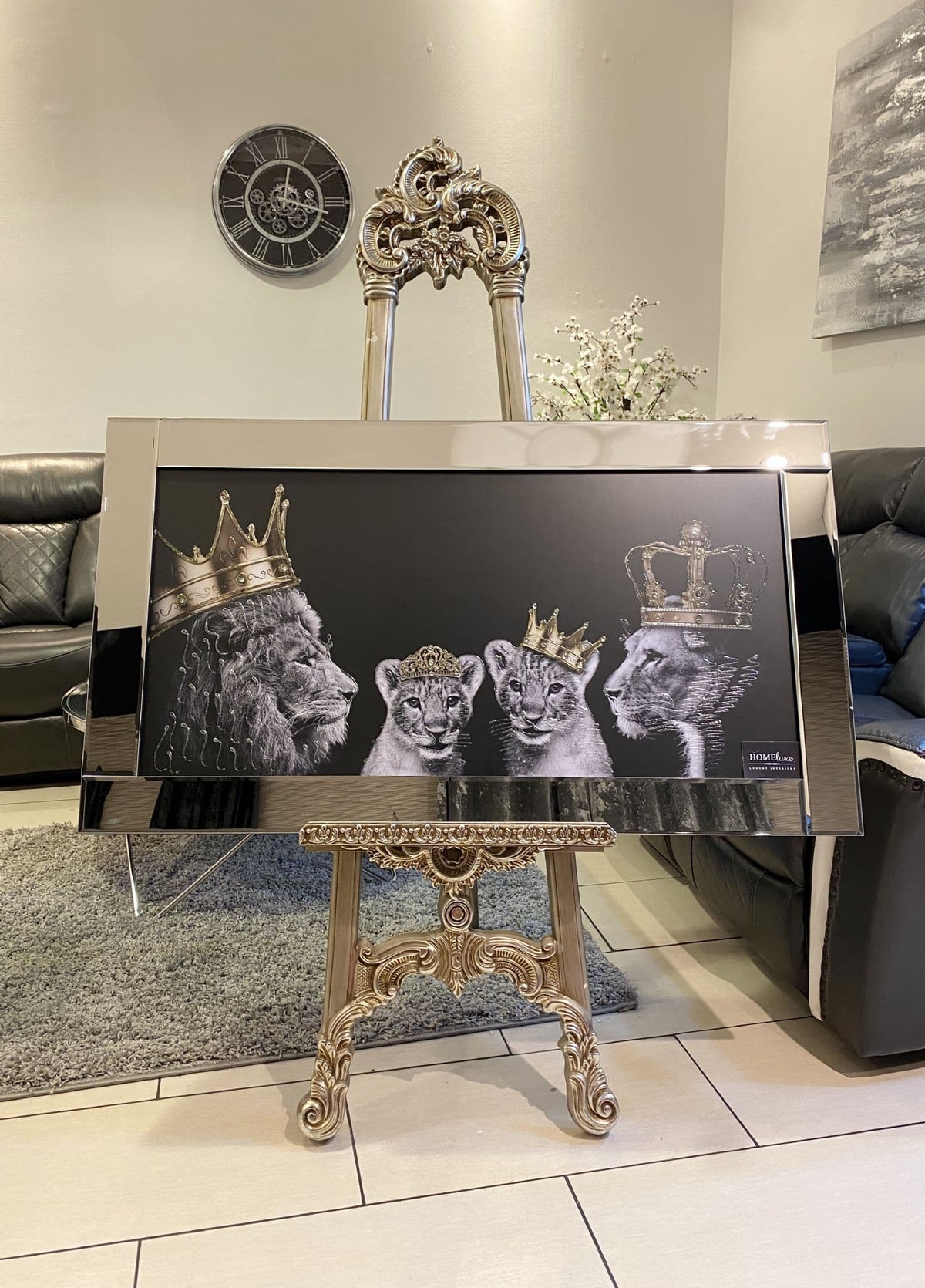 [EKM-AUTOGENERATED]Lion King All Family Black Wall Art With Mirror Frame