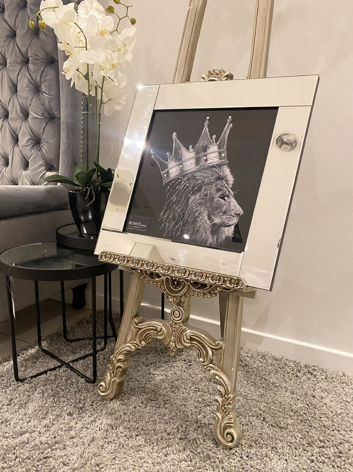 [EKM-AUTOGENERATED]Lion King Silver Crown Wall Art Mirror Frame