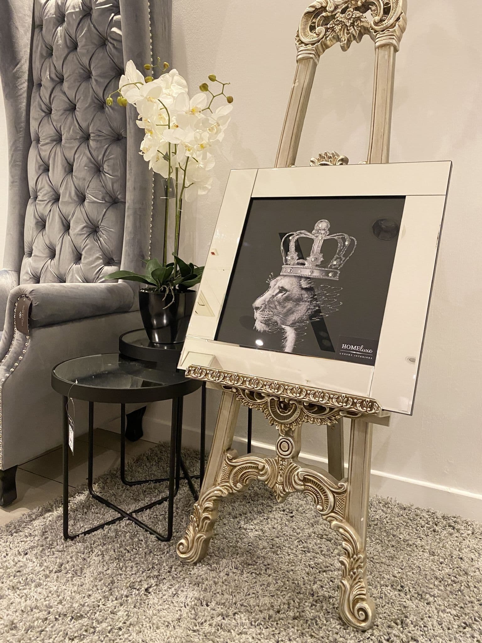 [EKM-AUTOGENERATED]Lioness Silver Crown Wall Art Mirror Frame