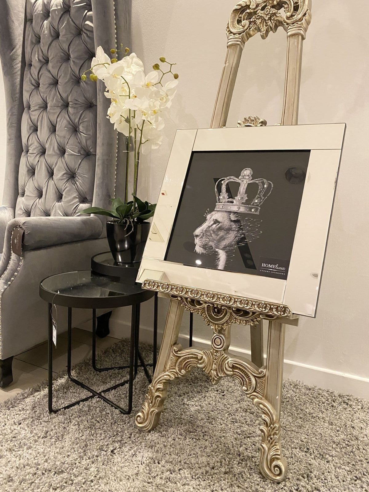 [EKM-AUTOGENERATED]Lioness Silver Crown Wall Art Mirror Frame