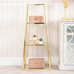 Logan Gold & Clear Glass 3 Tier Ladder Shelf Unit