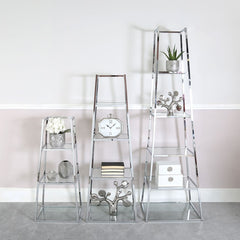 Logan Steel & Clear Glass 3 Tier Ladder Display Unit