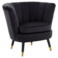 [EKM-AUTOGENERATED]Loretta Black Velvet Shell Accent Chair - Home Luxe Interior