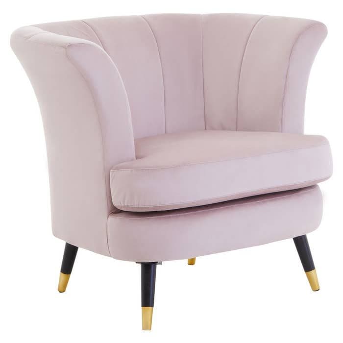 [EKM-AUTOGENERATED]Loretta Dusky Pink Velvet Curved Accent Chair Home Luxe Interior