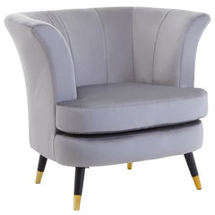 [EKM-AUTOGENERATED]Loretta Grey Velvet Curved Accent Chair Home Luxe Interior
