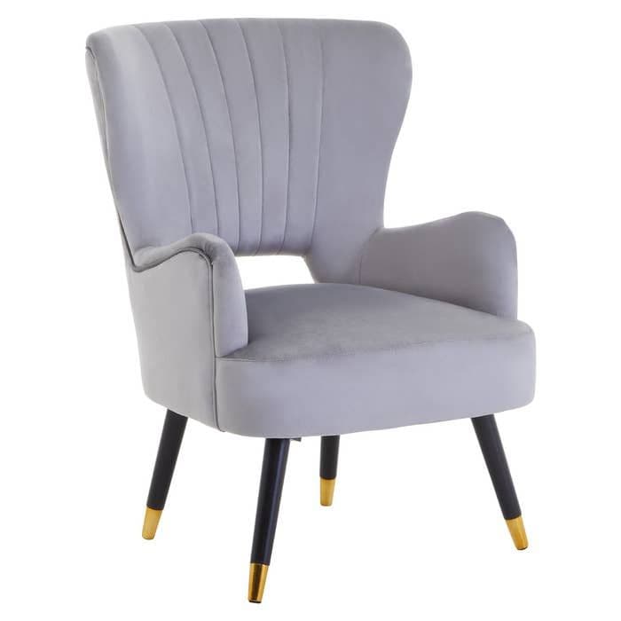 [EKM-AUTOGENERATED]Loretta Grey Velvet Cut Out Back Chair Home Luxe Interior