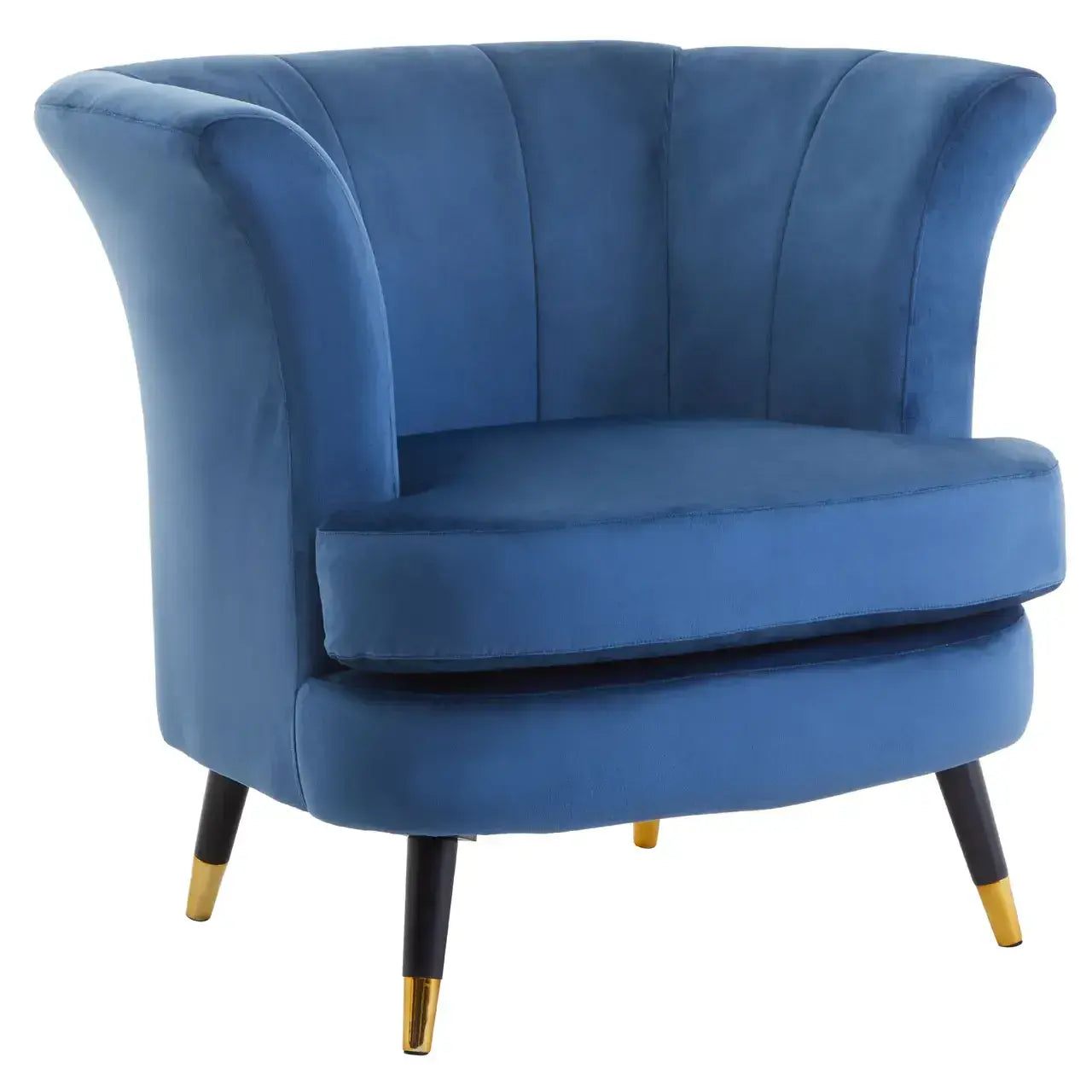 [EKM-AUTOGENERATED]Loretta Midnight Blue Velvet Curved Accent Chair