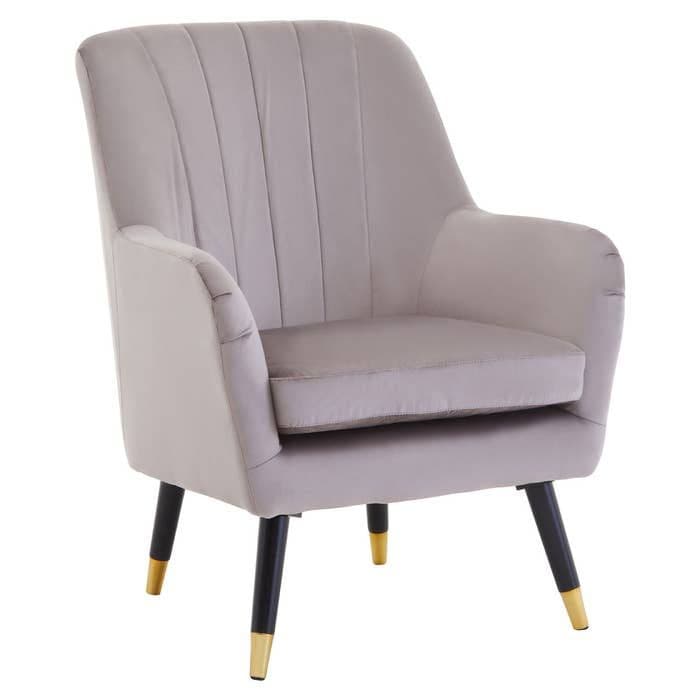 [EKM-AUTOGENERATED]Loretta Mink Velvet Accent Chair With Black Legs Home Luxe Interior