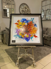 [EKM-AUTOGENERATED]Lotus Flower Multicolour Paint Wall Art Black Step Frame 85Cm X 85Cm