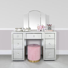 Luxe 20.5cm Trinket Box Round White Silver