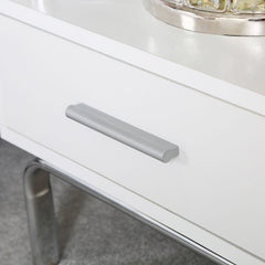 Luxe White and Chrome Charlotte 1 Drawer Bedside Cabinet