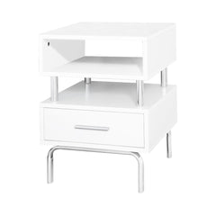 [EKM-AUTOGENERATED]Luxe White and Chrome Victoria 1 Drawer Bedside Cabinet