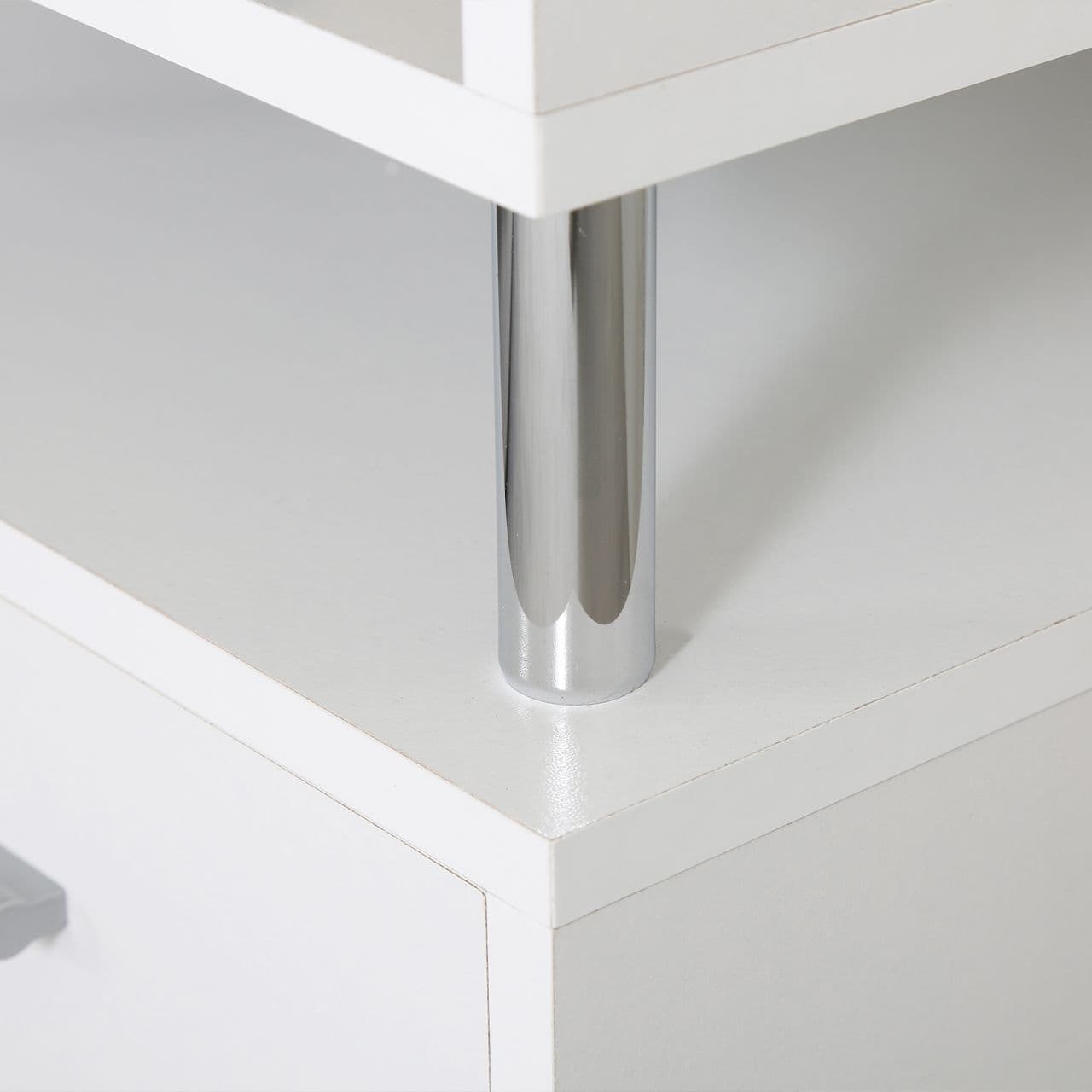 Luxe White and Chrome Victoria 1 Drawer Bedside Cabinet