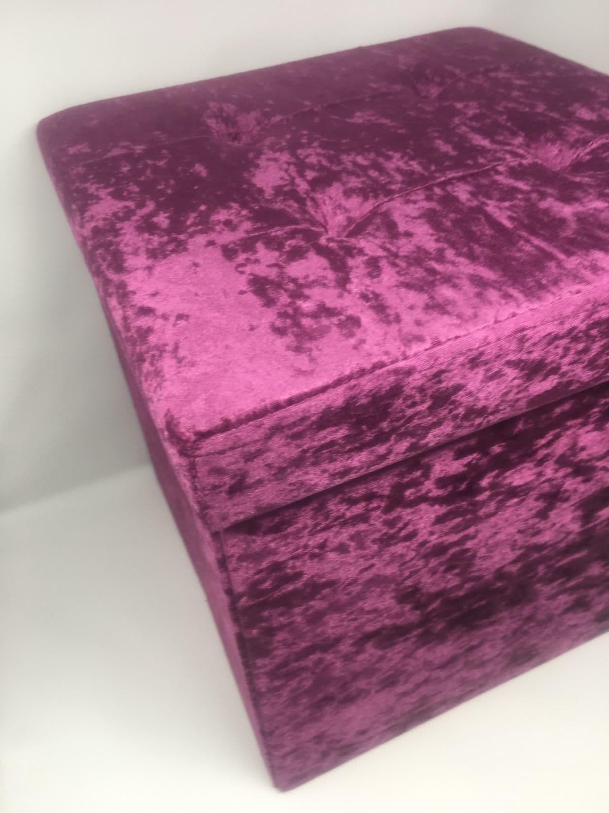 Luxury Crushed Velvet Square Folding Storage Box Chest Ottoman