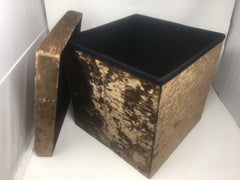 Luxury Crushed Velvet Square Folding Storage Box Chest Ottoman