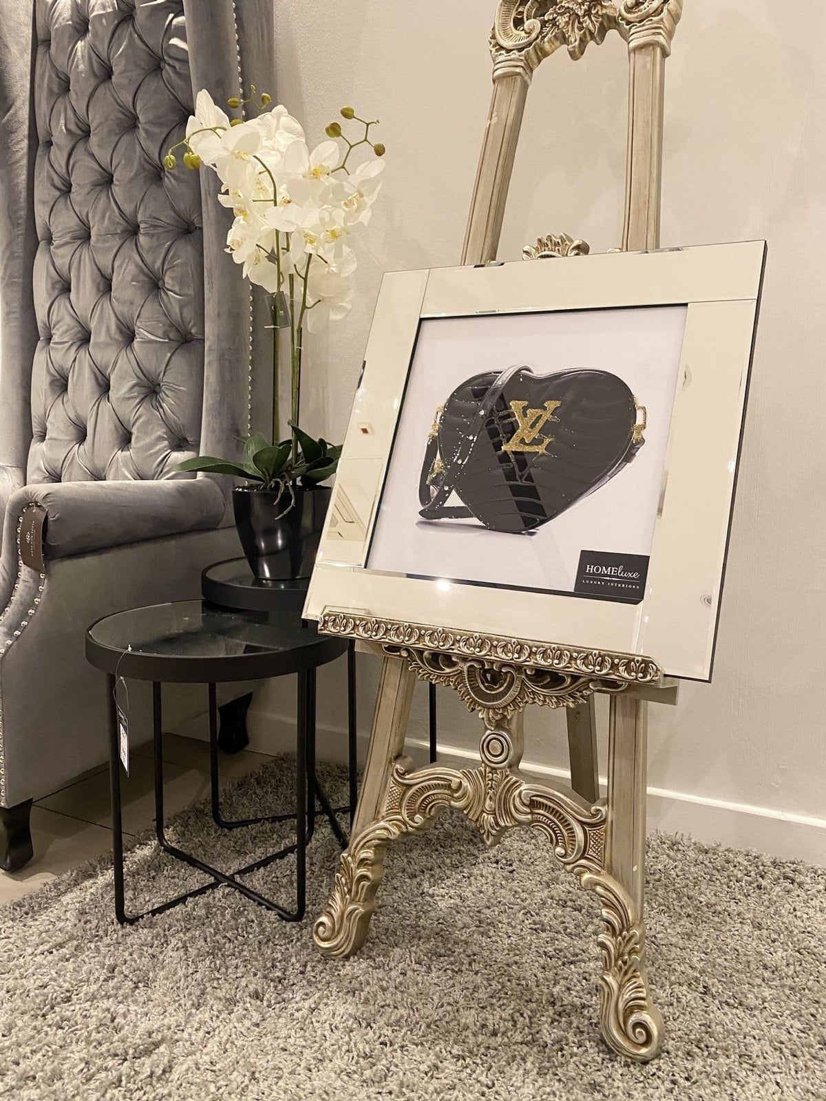 [EKM-AUTOGENERATED]Lv Black Heart Fashion Handbag Wall Art Mirror Frame