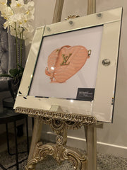 Lv Pink Heart Fashion Handbag Wall Art Mirror Frame