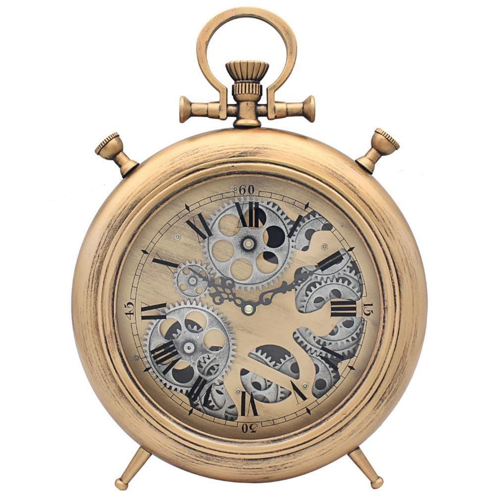 [EKM-AUTOGENERATED]Mantel Cog Gears Clock Gold Dial