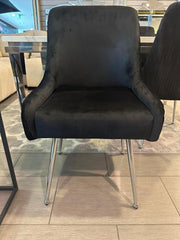 Marco Dining Chair Brushed Velvet In  Black - Sold In Pairs