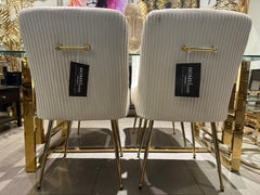 [EKM-AUTOGENERATED]Marco Dining Chair Brushed Velvet In Mink Gold Legs - Sold In Pairs