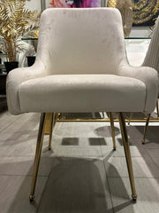 Marco Dining Chair Brushed Velvet In Mink Gold Legs - Sold In Pairs