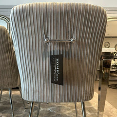 Marco Dining Chair Brushed Velvet In Silver - Sold In Pairs