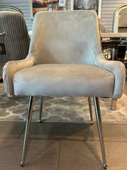 Marco Dining Chair Brushed Velvet In Silver - Sold In Pairs
