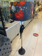 [EKM-AUTOGENERATED]Matt Black Parrot Floor Lamp with Boho Floral Shade