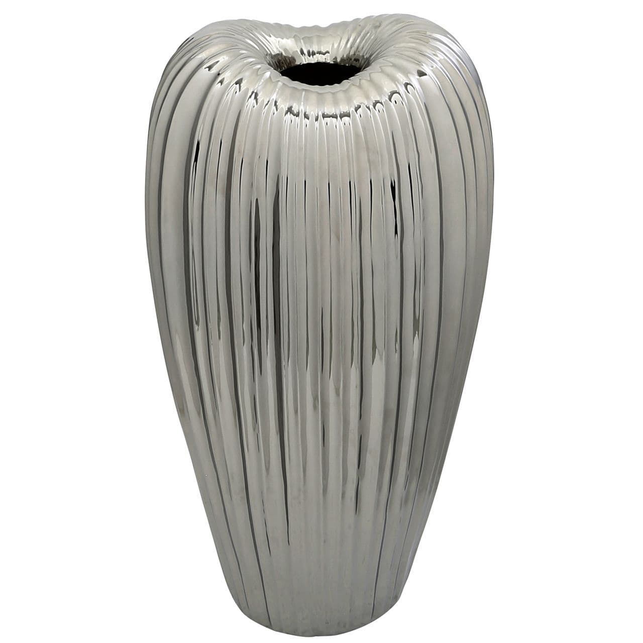 [EKM-AUTOGENERATED]Medium Silver Ribbed Vase