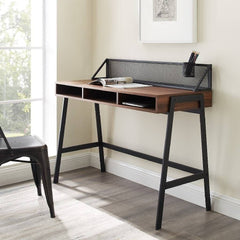 Mesh Back Writing Desk - Walnut