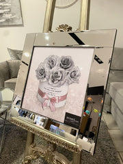Million Grey Roses Wall Art Mirror Frame