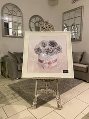 [EKM-AUTOGENERATED]Million Roses In Greywith Pink Glitter Wall Art White Frame 85Cm X 85Cm