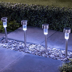 Mini Solar Light Posts 8pk  White  Home Luxe Interior