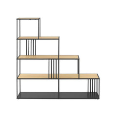 Minimalist Divider Bookshelf with Slats Oak & Black