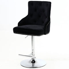 Minister Brushed Velvet Barstool In Black