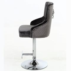 Minister Brushed Velvet Barstool In Grey