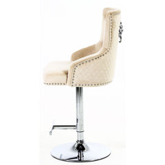 Minister Brushed Velvet Barstool In Mink