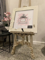 Miss Dior Pink Perfume Bottle Brushed Wall Art Mirror Frame