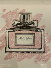 Miss Dior Pink Perfume Bottle Brushed Wall Art Mirror Frame