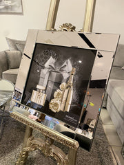 Moet Gold Bottle Giftbox Wall Art Mirror Frame