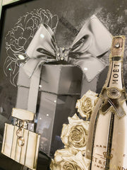 Moet Gold Bottle Giftbox Wall Art Mirror Frame