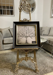 Money Tree Silver Wall Art Alpha Black Frame 55Cm X 55Cm