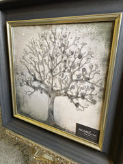 Money Tree Silver Wall Art Alpha Black Frame 55Cm X 55Cm