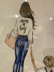 Mother & Boy Wall Art Mirror Frame 90Cm X 70Cm
