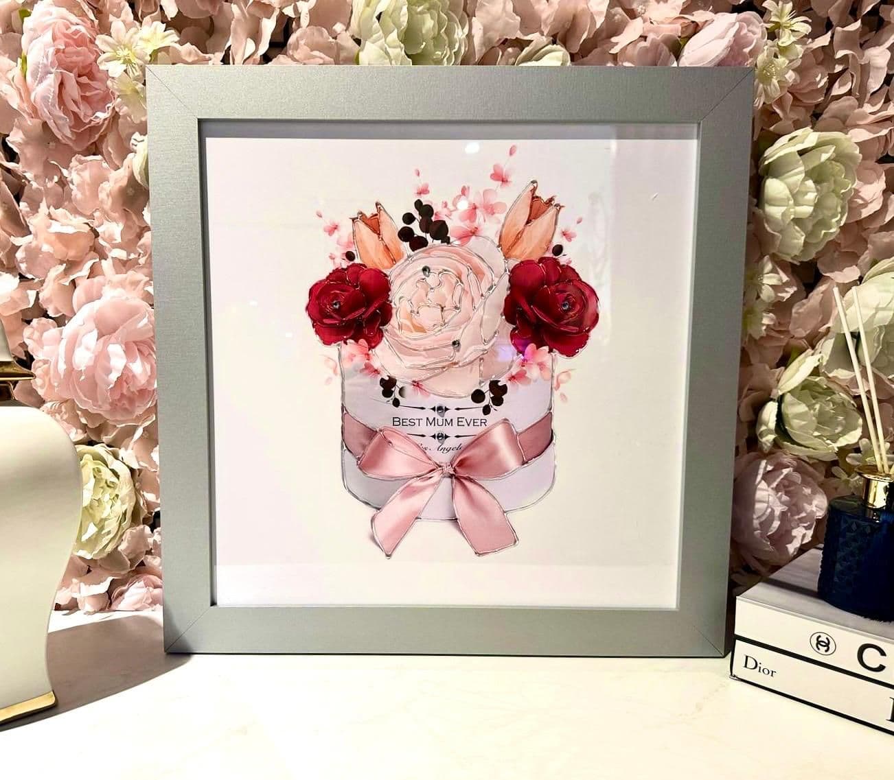 [EKM-AUTOGENERATED]Mothers Day Red Rose Wall Art Silver Frame  Home Luxe Interior