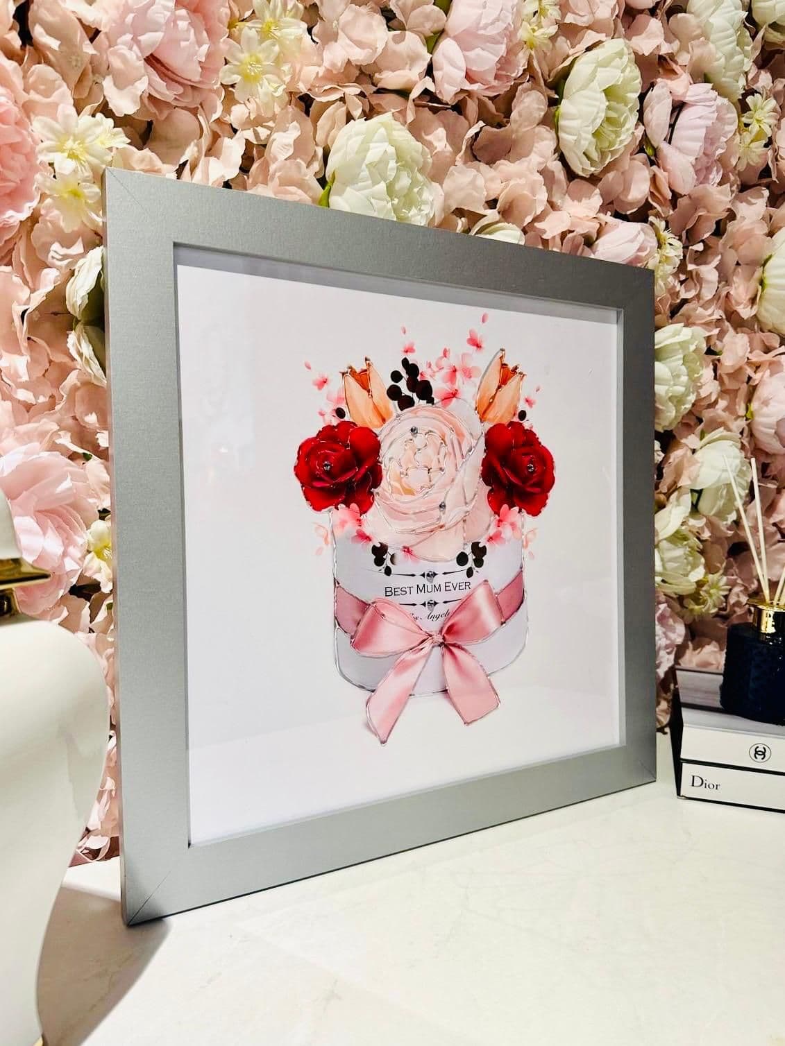 Mothers Day Red Rose Wall Art  Silver Frame | Home Luxe Interior