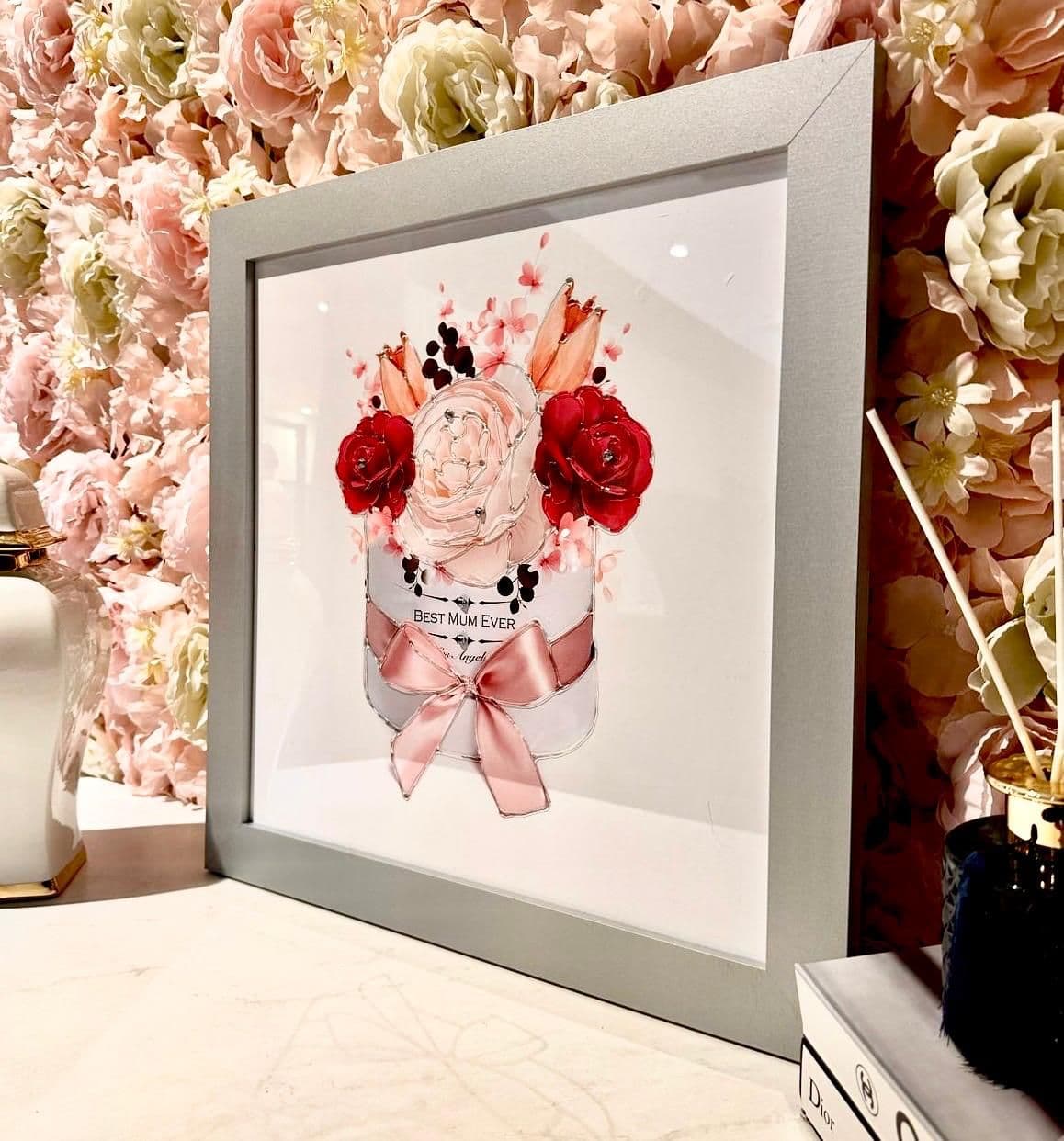 Mothers Day Red Rose Wall Art  Silver Frame | Home Luxe Interior
